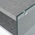 Masuta pentru cafea cu 2 sertare, Norrel, L.120 l.60 H.45, pal/mdf/sticla, alb/gri