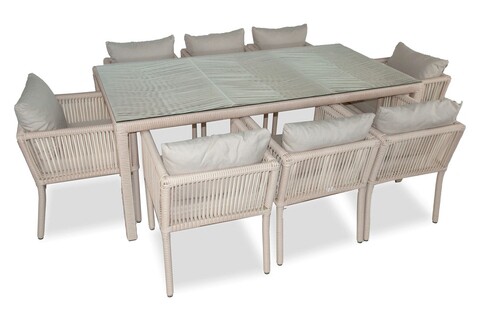 Set gradina/terasa 9 piese, My Interior, Vera, rattan/aluminiu, nisipiu