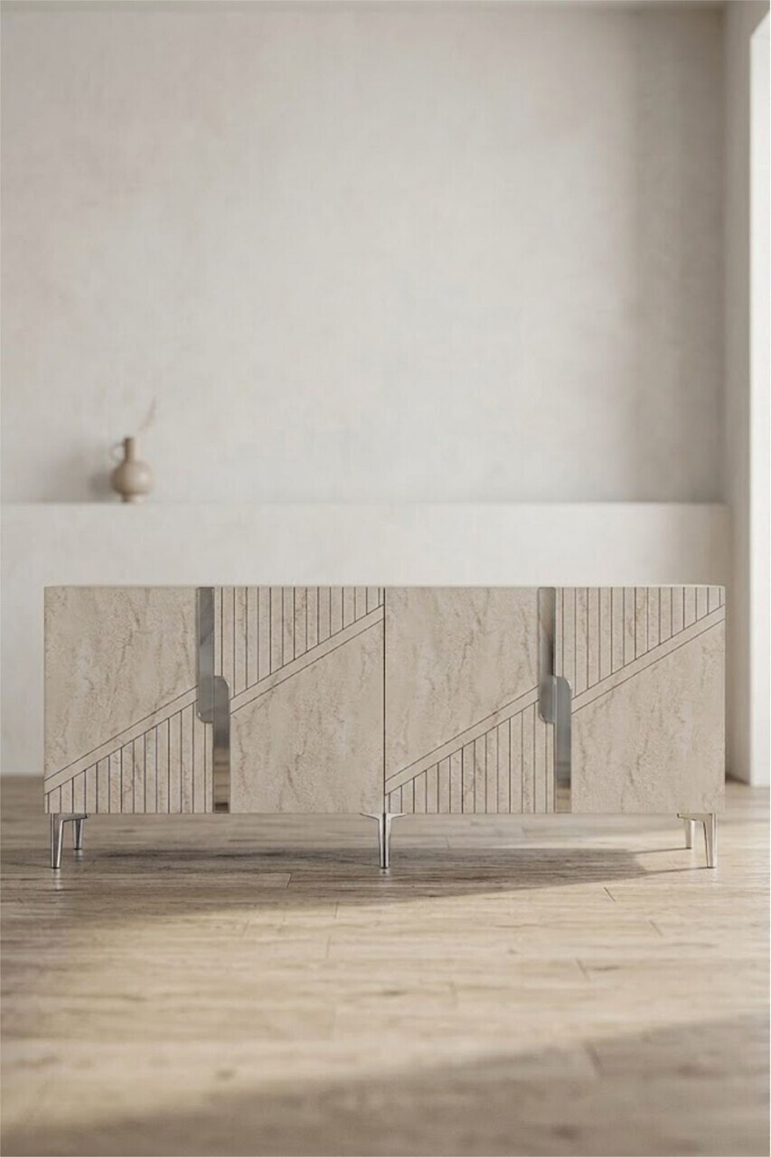Consola, Hanah Home, Evva 150, 125x75x32 cm, Alb / Argintiu — imaginea 4