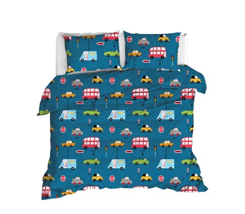 Lenjerie de pat dubla 3 piese, Paula – Blue, EnLora Home, Bumbac Ranforce EnLora Home