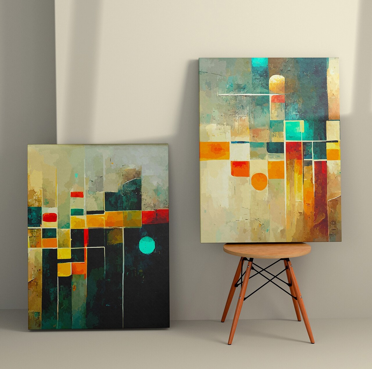 Set 2 tablouri decorative 2KNV4318 Lemn Multicolor