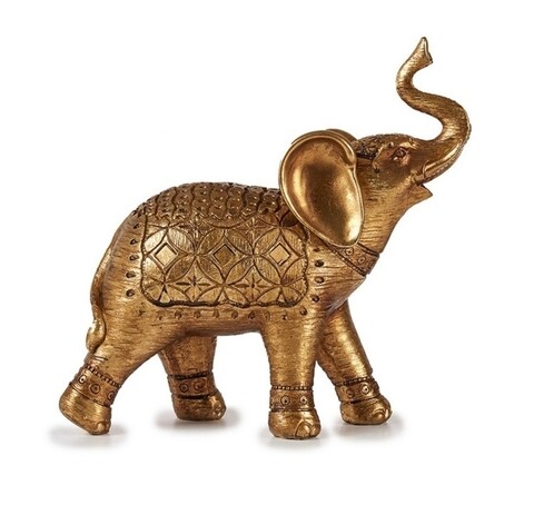 Decoratiune Elephant, Gift Decor, 27.3 x 28 x 10.5 cm, polirasina, auriu