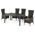 Set masa dreptunghiulara mica si 4 scaune Encore,  aluminiu, negru/gri