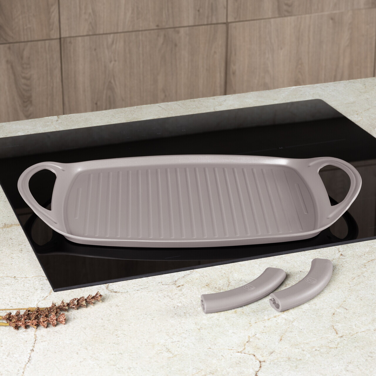 Tava grill Berlinger Haus, Taupe, 47x29 cm, aluminiu forjat, taupe mat - imagine 6