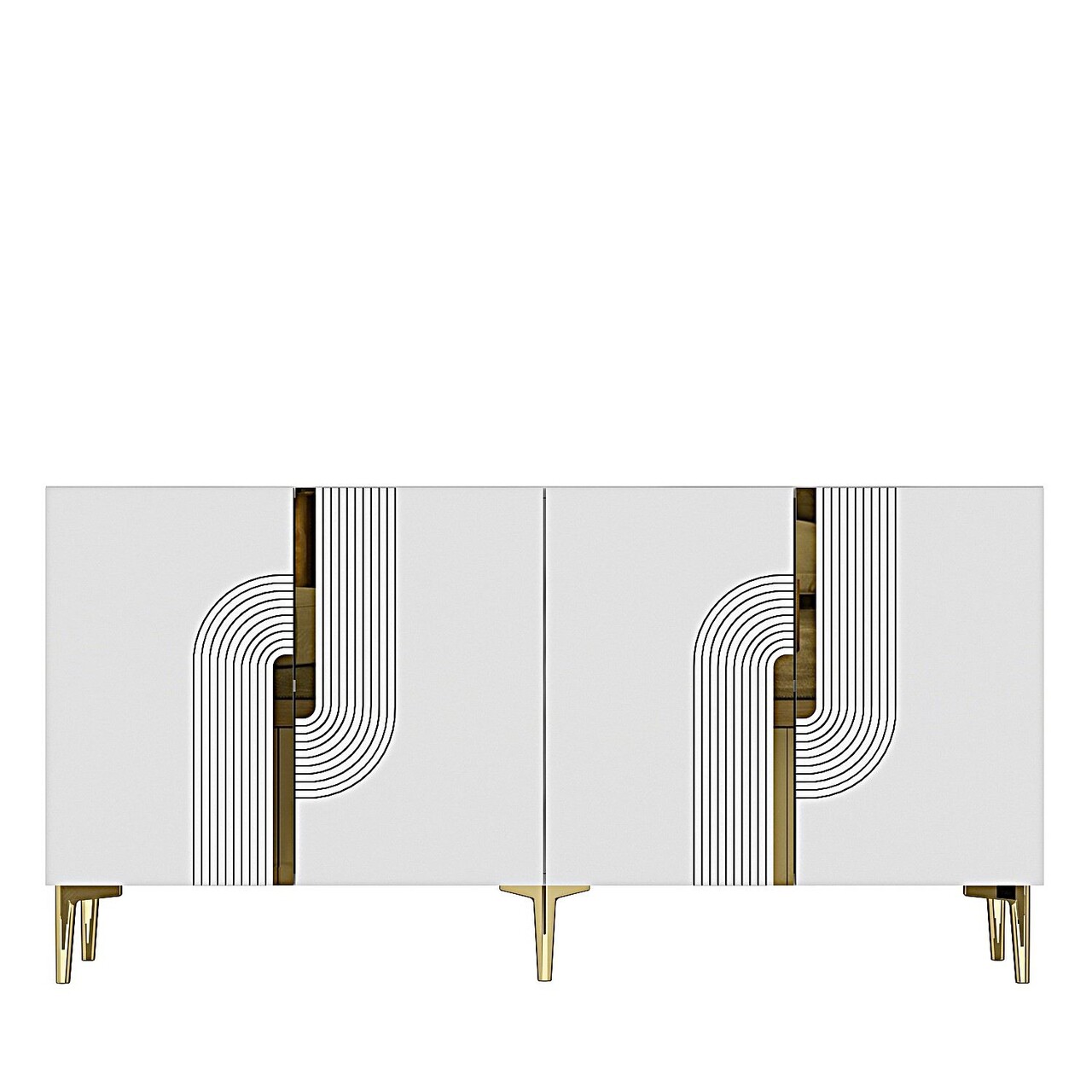 Consola, Hanah Home, Meyra 150, 150x75x32 cm, PAL , Alb/Auriu - view 3