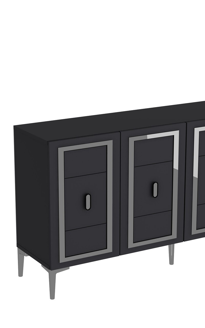 Consola, Hanah Home, Orion, 150x75x35 cm, PAL , Antracit / Argintiu - view 5