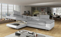 Coltar extensibil stanga 4 locuri, ELTAP, Anton, 272x203x85 cm, lemn/poliester, gri deschis/alb