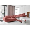 Coltar extensibil dreapta 4 locuri ELTAP, RT-24LU, Noble, 255x201x100 cm, lemn/poliester, roz inchis
