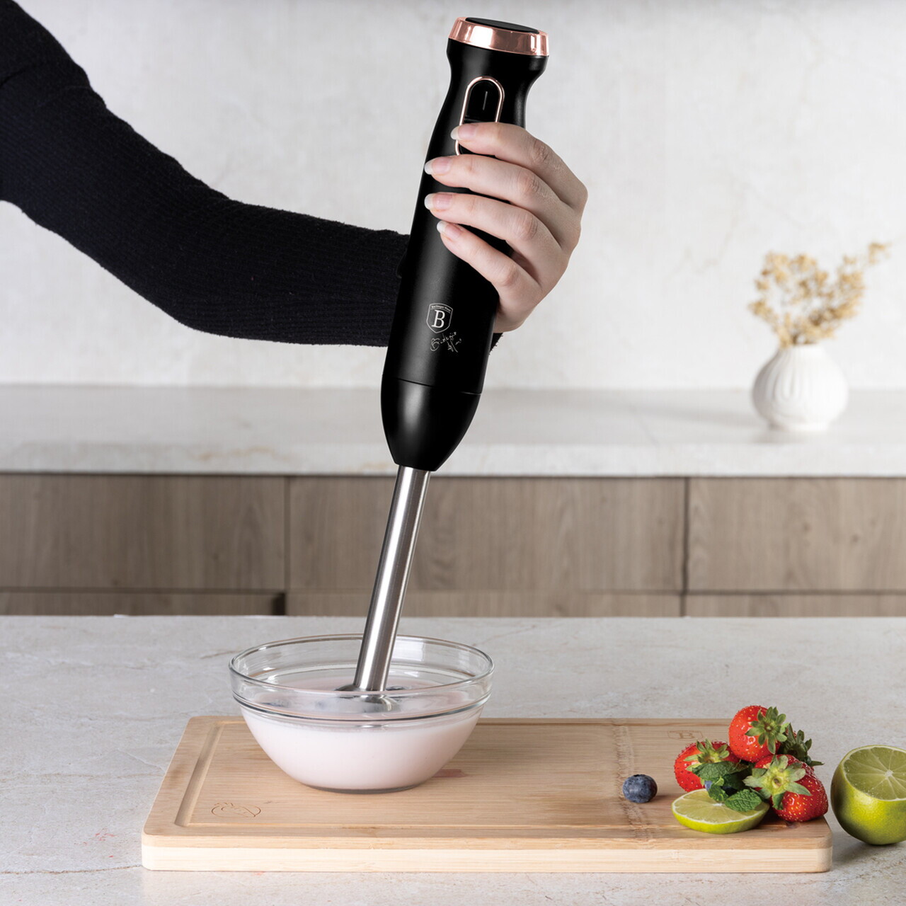 Blender de mana Berlinger Haus, Black Rose, 800W, 6 L, inox/plastic, negru/roz - imagine 3