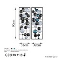 Decoratiune de perete, Camber, Metal, Latime: 32 cm / Inaltime: 92 cm / Adancime: 4 cm (2 bucati), Multicolor