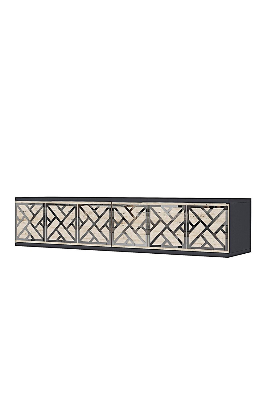 Dulap, Hanah Home, Arex 120, 120x25.5x29.6 cm, Antracit / Travertin / Argint — imaginea 5