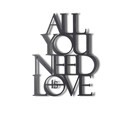 Decoratiune de perete, All You Need Is Love, Metal, Dimensiune: 50 x 39 cm, Negru