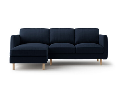 Coltar stanga 3 locuri, Eden, Micadoni, 223x150x90 cm, catifea, albastru inchis