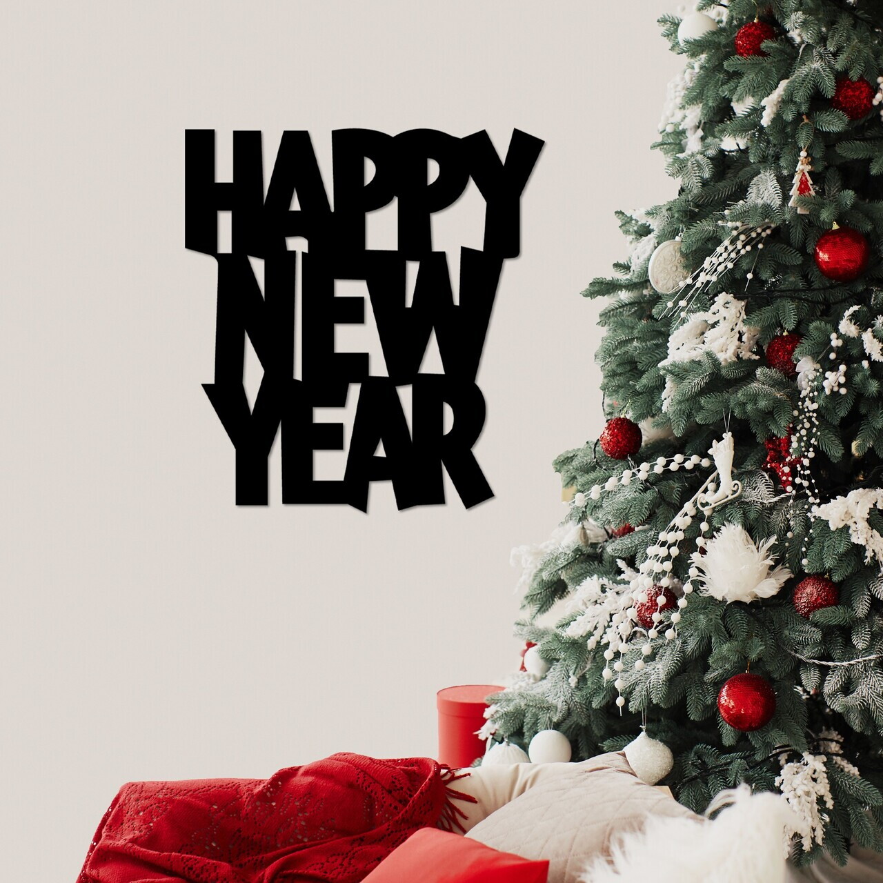Decoratiune de perete, New Year 4, Dimensiuni: 31 x 33 cm, Negru — imaginea 2