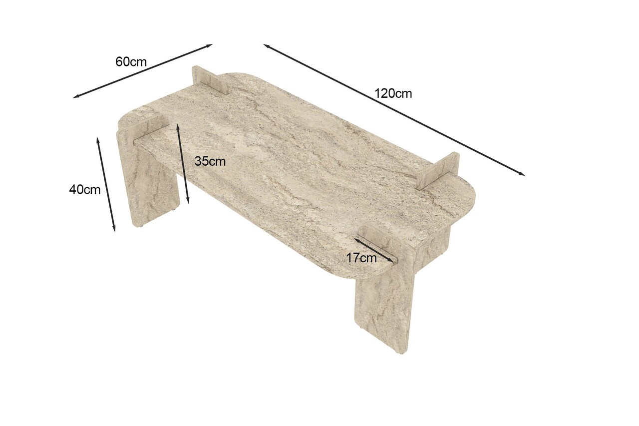 Masuta de cafea, Hanah Home, Lovge, 120x35x60 cm, Travertin - view 7