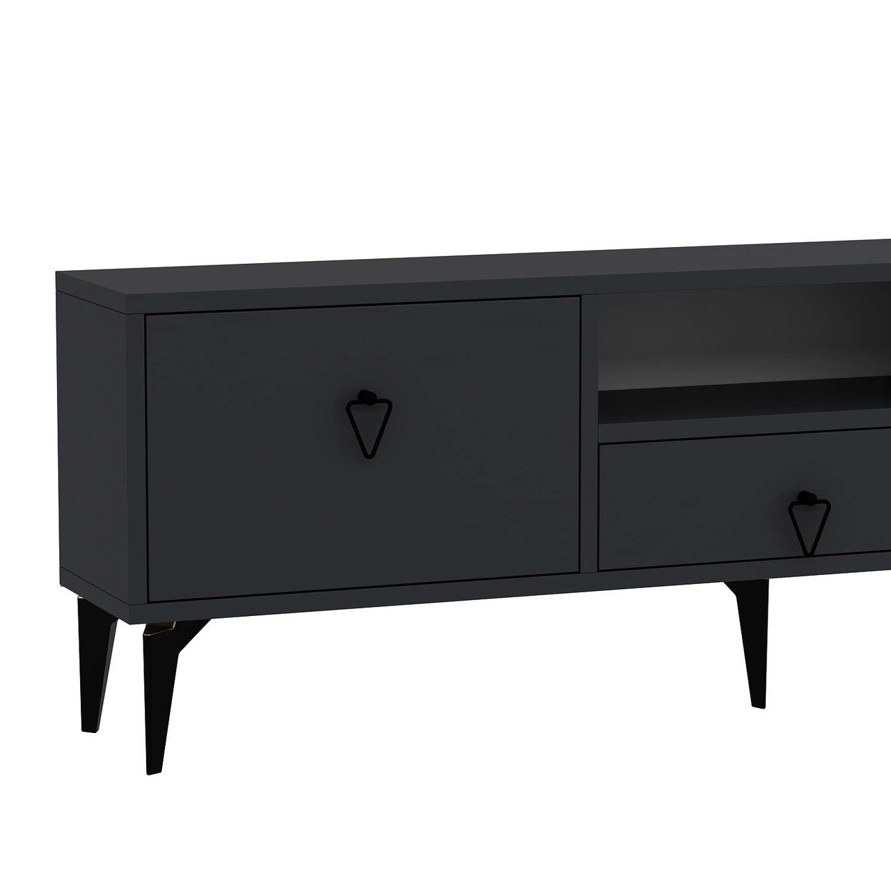 Comoda TV, Hanah Home, 1302-DROP-1, 140x49x30 cm, PAL , Antracit / Negru - view 5