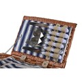 Cos de picnic pentru 4 persoane, DKD Home Decor, 42 x 30 x 20 cm, rachita, maro/bleumarin