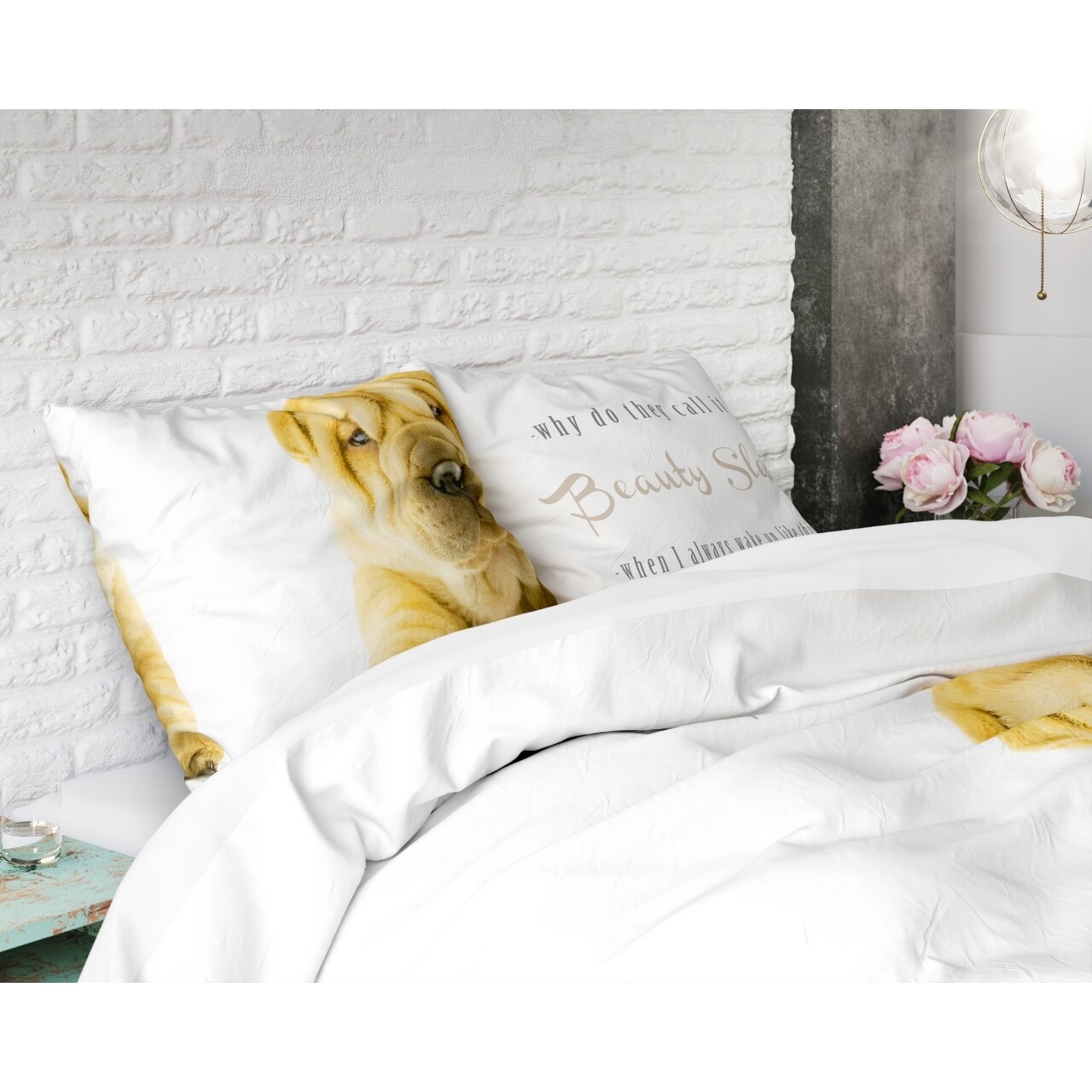 Lenjerie De Pat Dubla Beauty Sleep White, Royal Textile, 3 Piese, 200 X 220 Cm, 100% Bumbac, Multicolora