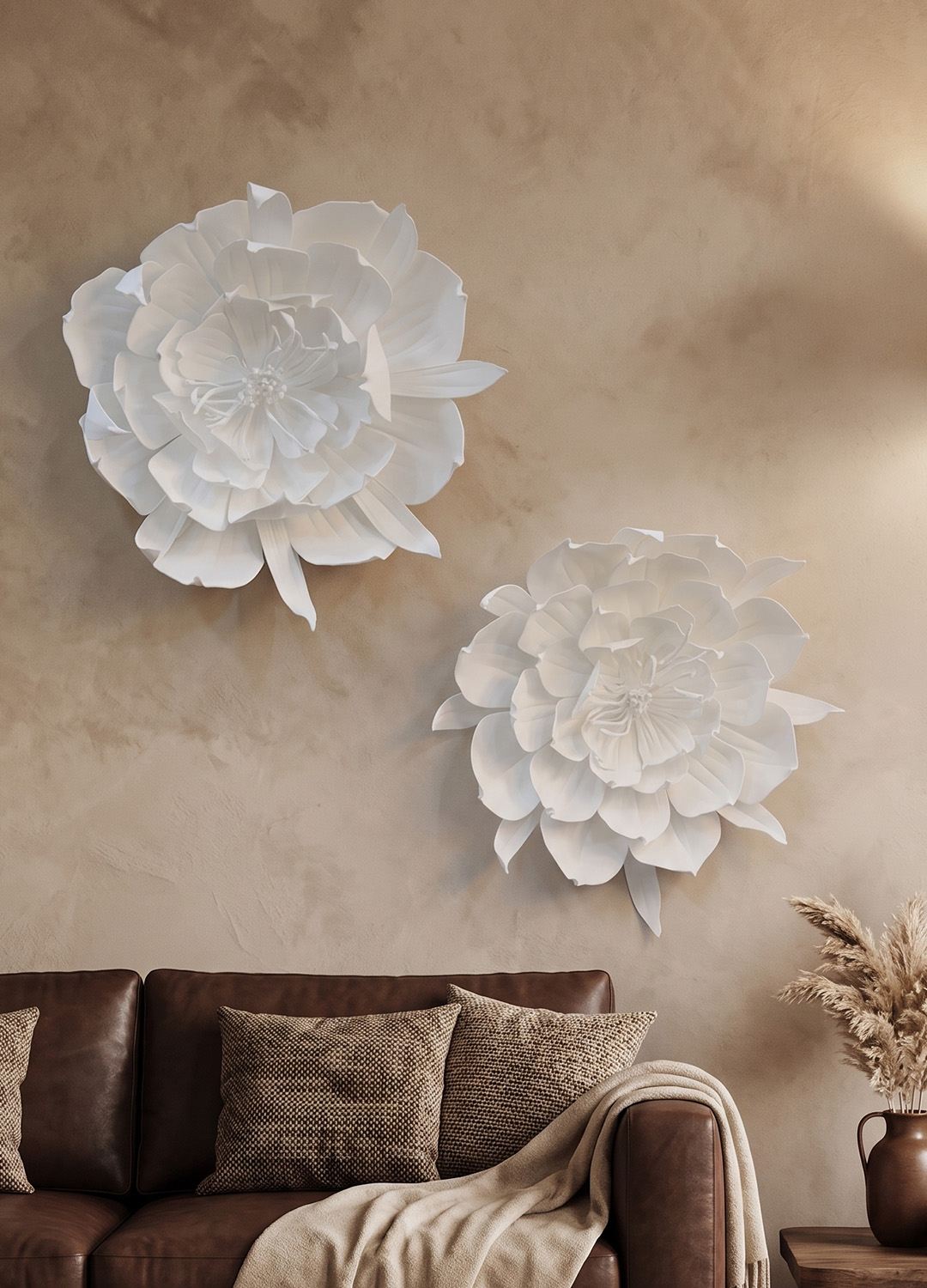Set de accesorii decorative pentru perete, DM0001, EVA 100%, Dimensiune: 50 x 50 cm (2 bucăți), Alb