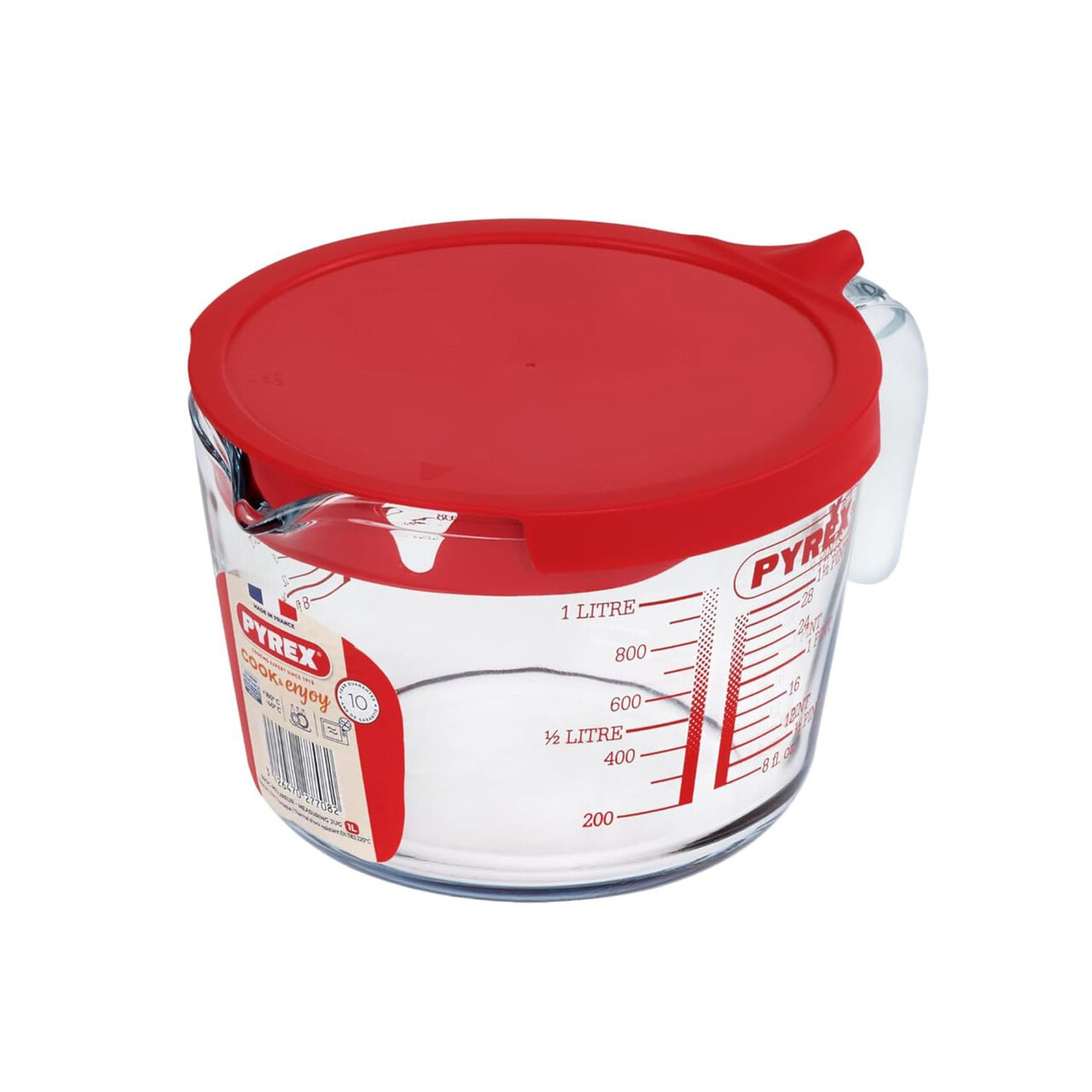 Cana gradata, cu capac, sticla termorezistenta, 1000ml - Pyrex - imagine 2