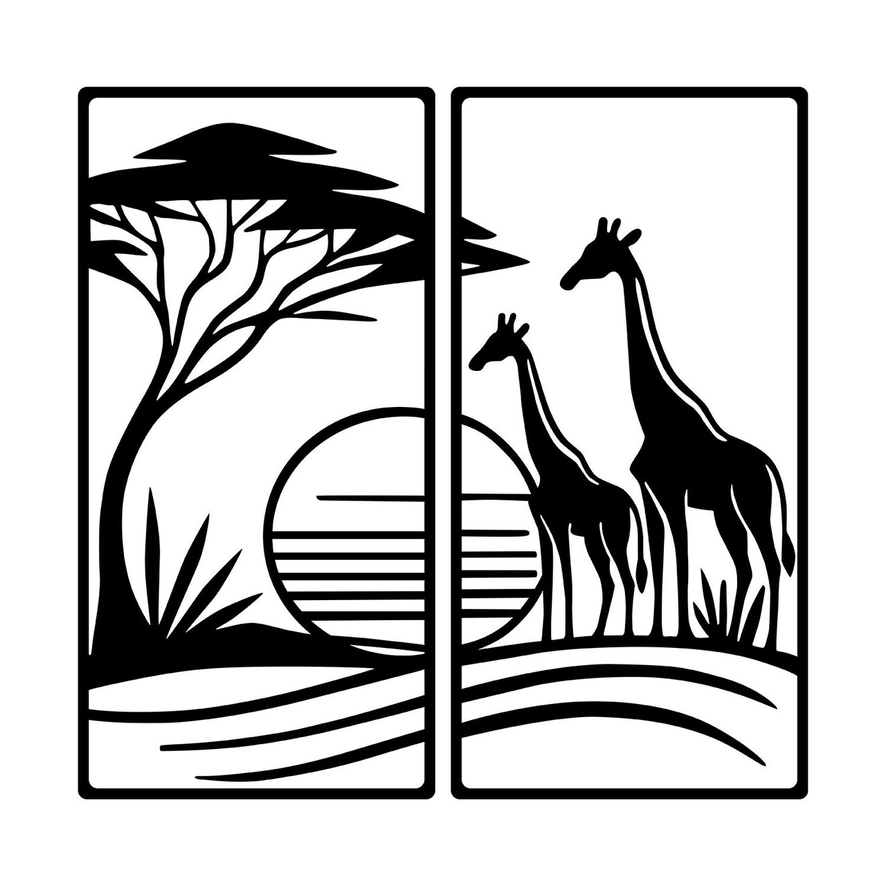 Decoratiune de perete, Safari, Metal, Grosime: 1,2 mm, Negru — imaginea 4