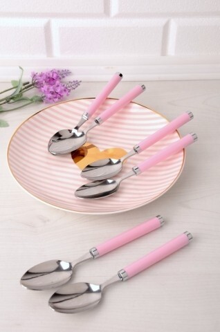 Set 6 linguri, Kosova, Pink, inox, 18 cm