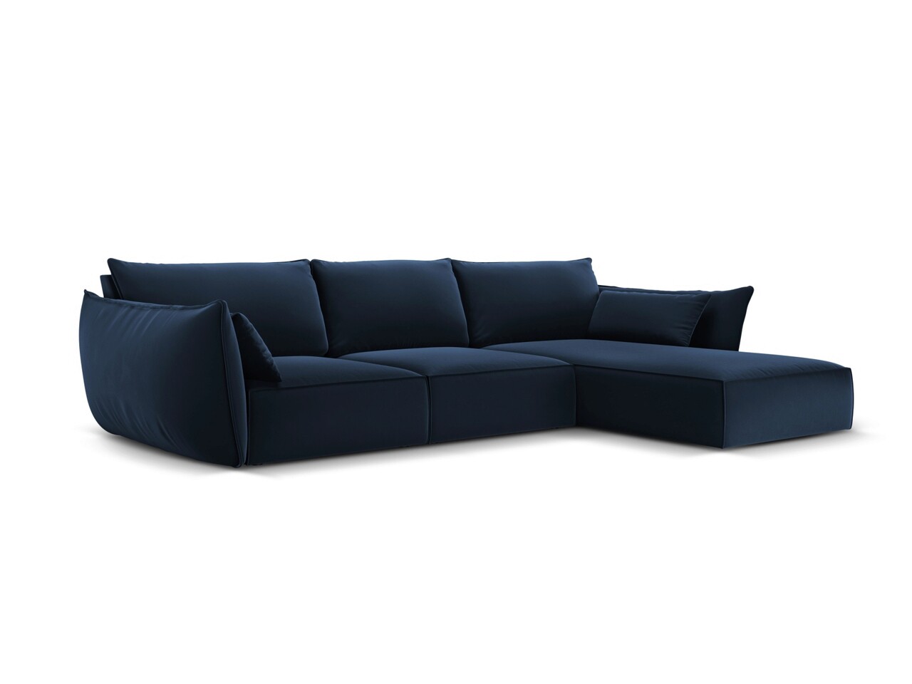Coltar dreapta 4 locuri, Kaelle, Micadoni Home, BL, 308x171x85 cm, catifea, albastru regal - 1 | YEO