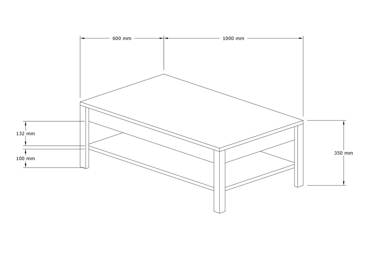 Masuta de cafea, Hanah Home, Moli, 100x35x60 cm, Safir / Alb - view 6