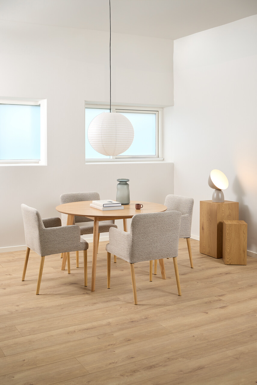 Scaun Zoe, Actona, 56x60x83 cm, tesatura Boucle/lemn de cauciuc, bej - view 7