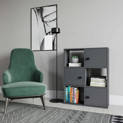 Corp biblioteca, retricy, tilton, 72x25x93 cm, pal, antracit