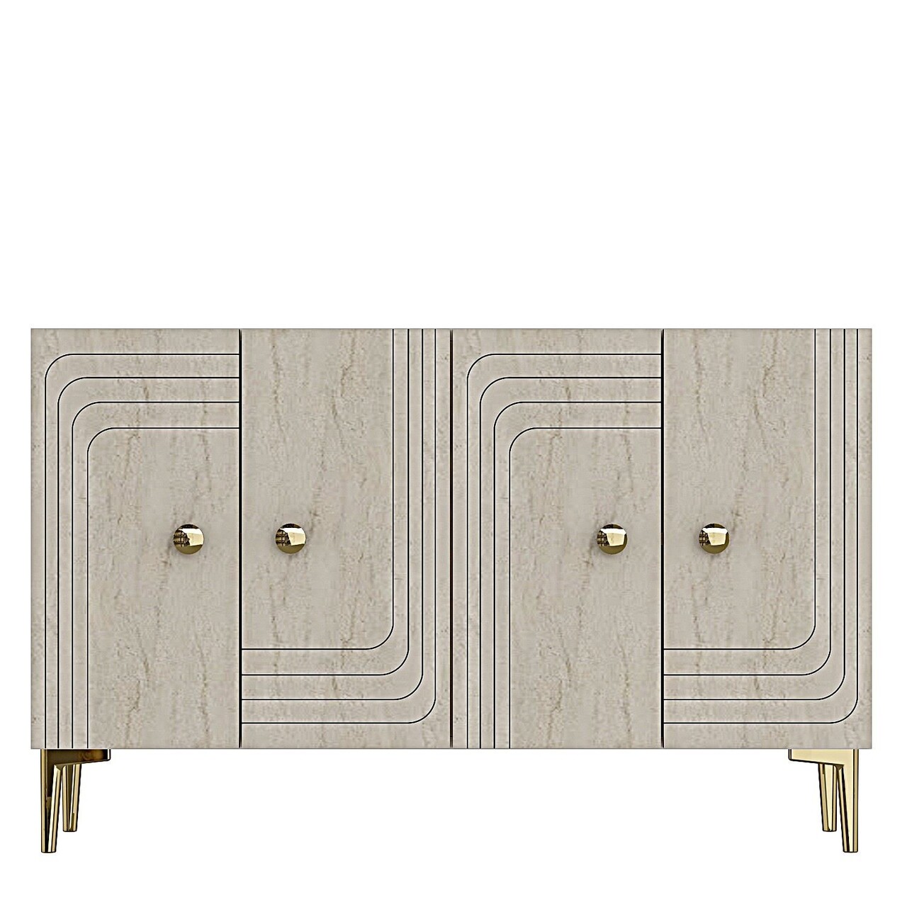 Consola, Hanah Home, Lessi 120, 120x75x32 cm, White / Travertine / Gold - view 5