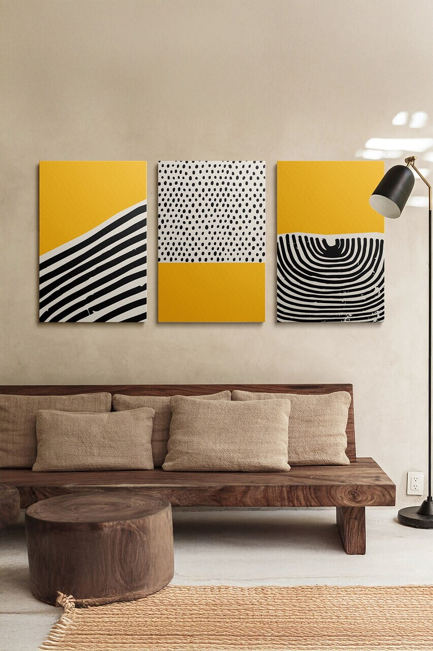 Tablou decorativ, Ersycnvs19, Canvas, 50 x 70 cm, 3 piese, Multicolor