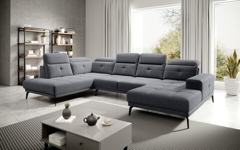 Coltar stanga 6 locuri ELTAP, LT-06SAV, Bretan, 350x205x107 cm, lemn/poliester, gri inchis
