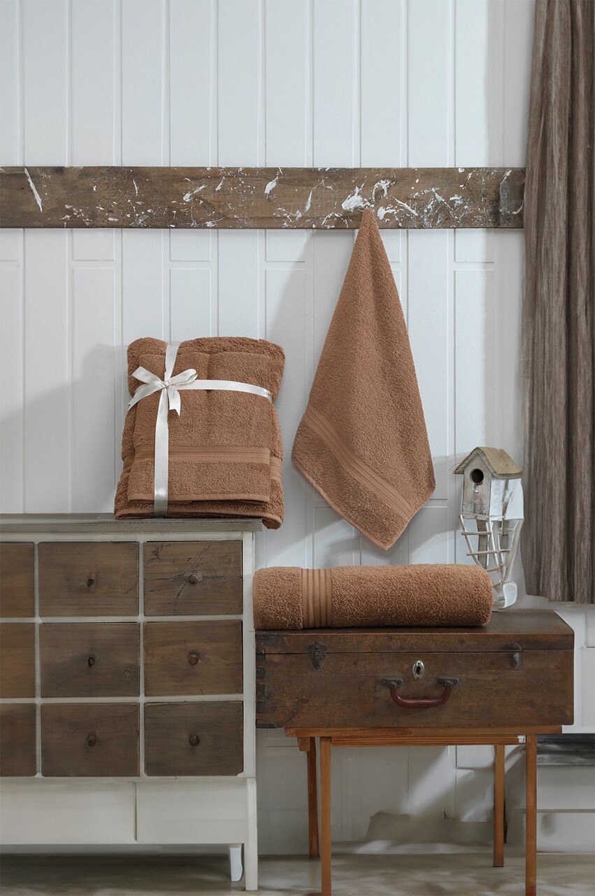 Set prosoape de baie, Eponj Home, DS, Bumbac, Maro