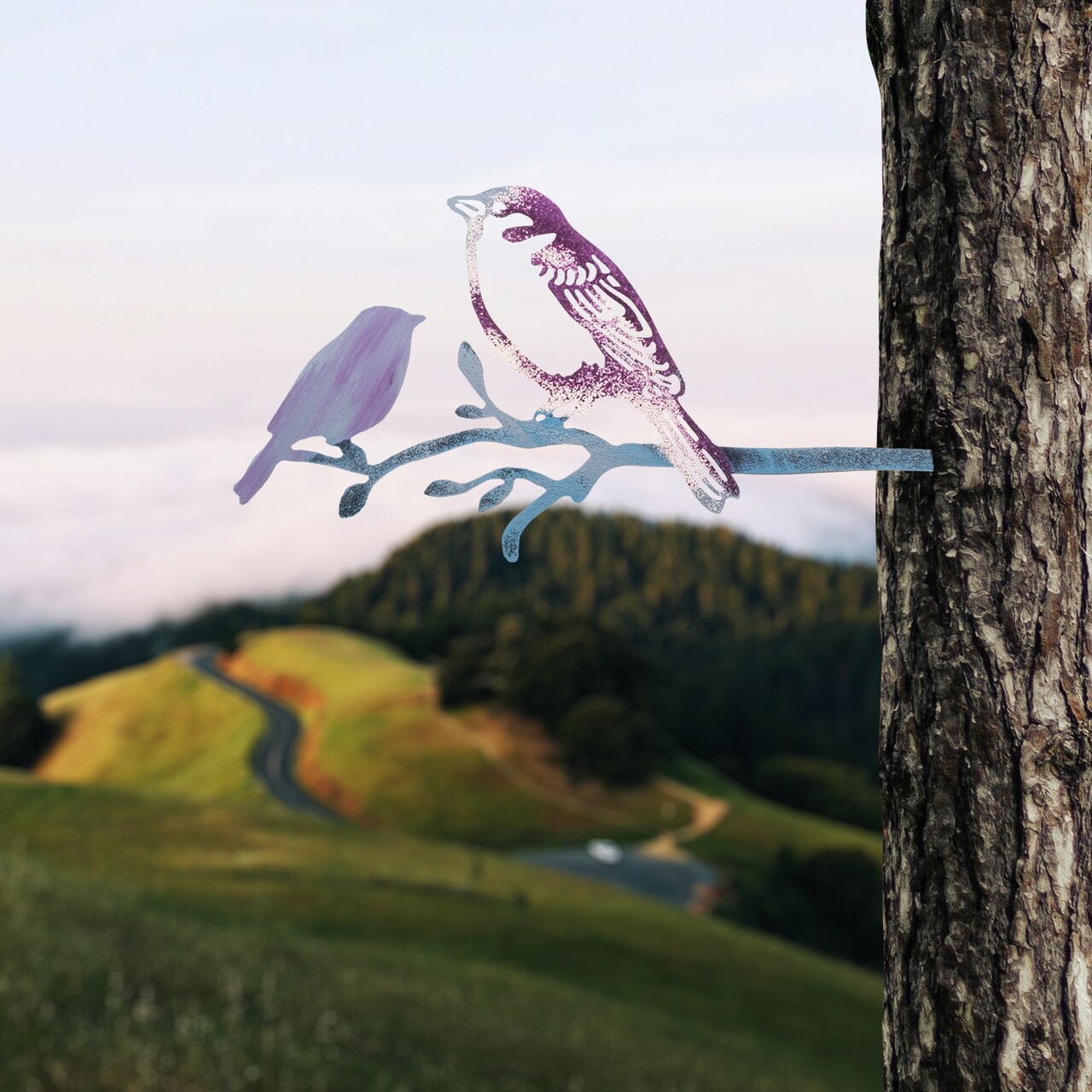 Obiect decorativ de grădină, Bird on the branch 22, 20x40 cm, Multicolor - imagine 2