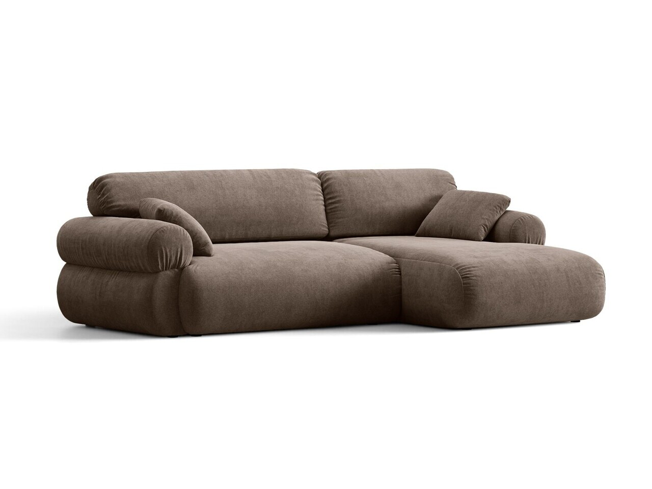 Coltar dreapta 4 locuri, Ophelia, Micadoni Home, 256x164x84 cm, tesatura structurata, cappuccino — imaginea 2