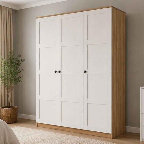 Dulap pentru haine, Hanah Home, Loren 1600-233, 135.8x188.6x53.8 cm, Alb/Maro