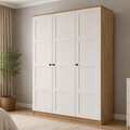 Dulap pentru haine, Hanah Home, Loren 1600-233, 135.8x188.6x53.8 cm, Alb/Maro