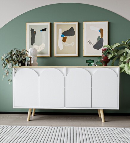 Consola, Hanah Home, Venezia 150, 150x80x45 cm, PAL, Stejar Safir / Alb