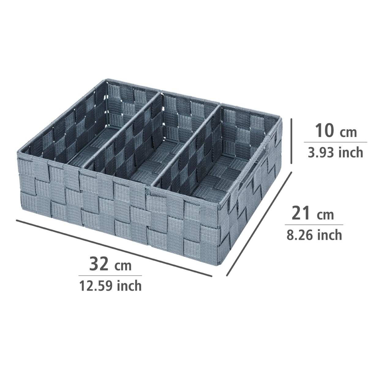 Organizator dulap, Wenko, Adria, 32 x 10 x 21 cm, polipropilena, gri