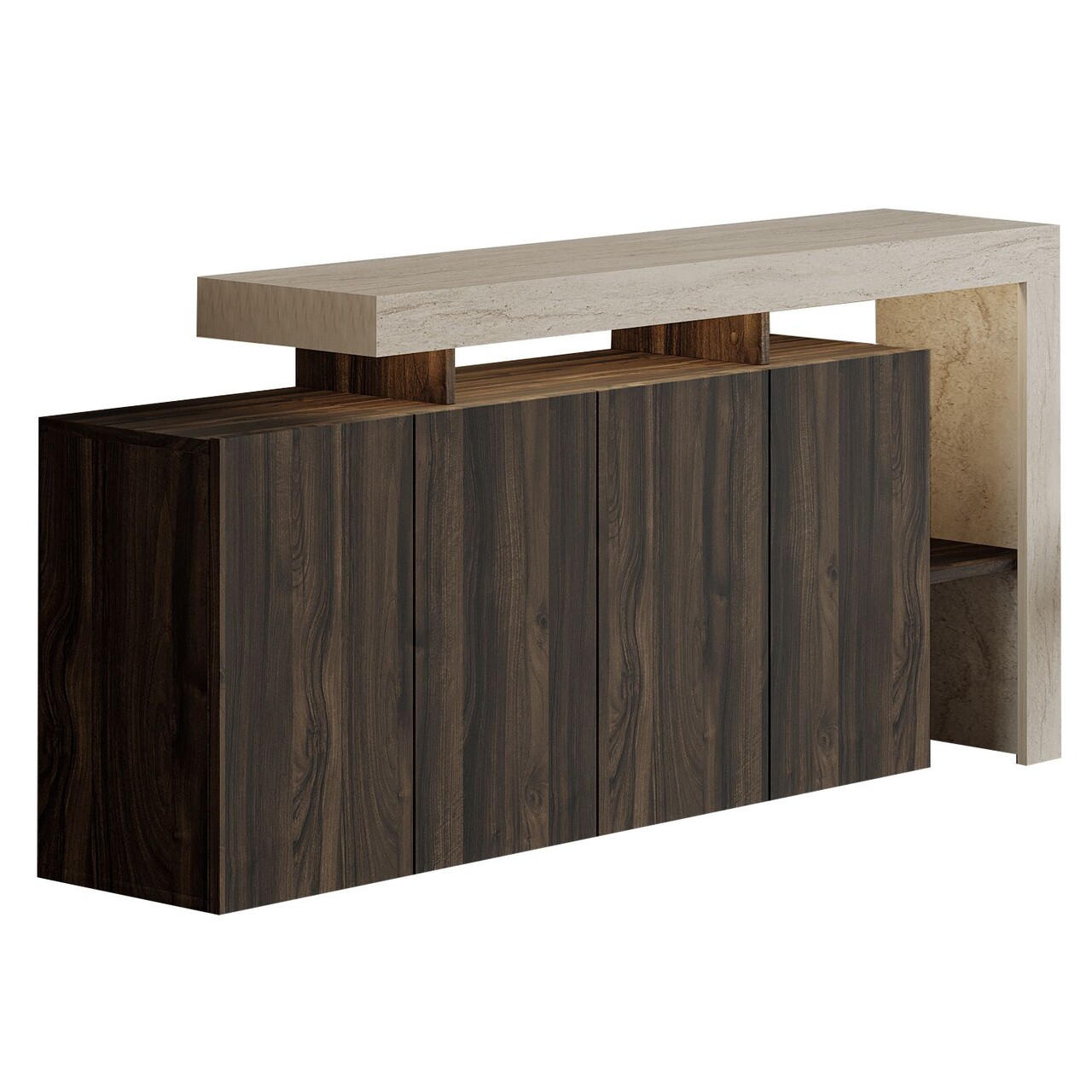 Consola, Hanah Home, Beliz, 170x80x35 cm, Travertin / Nuc - view 6