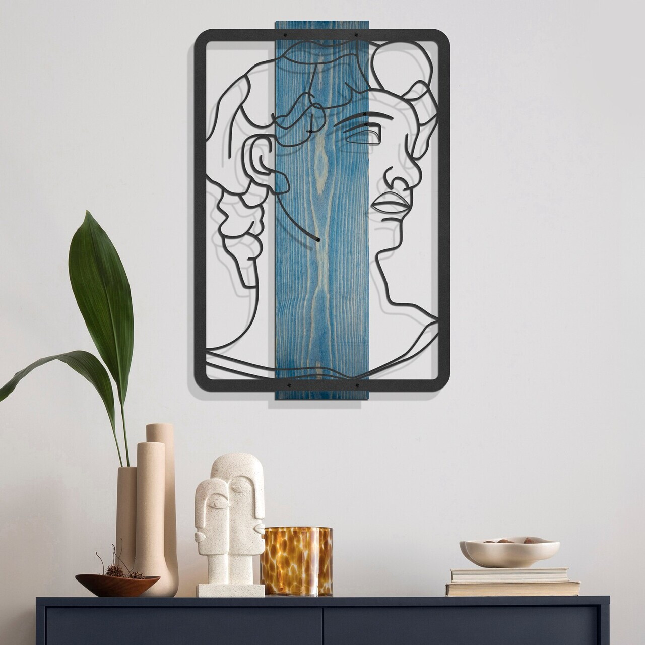 Decoratiune de perete, Aether, Cadru: Lemn (Grosime: 2 cm), Albastru/Negru — imaginea 3