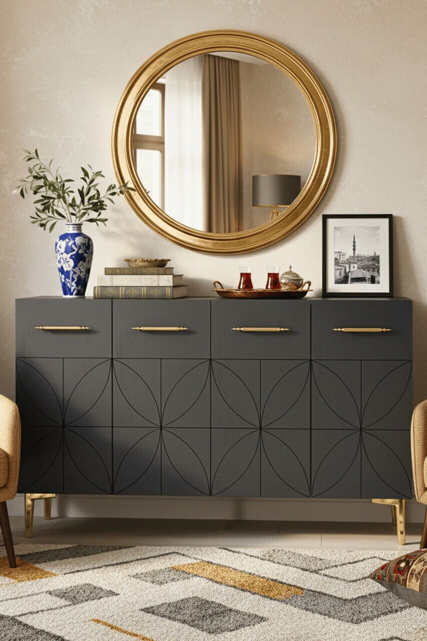 Consola, Hanah Home, Eliz 120, 120x75x32 cm, Antracit — imaginea 2