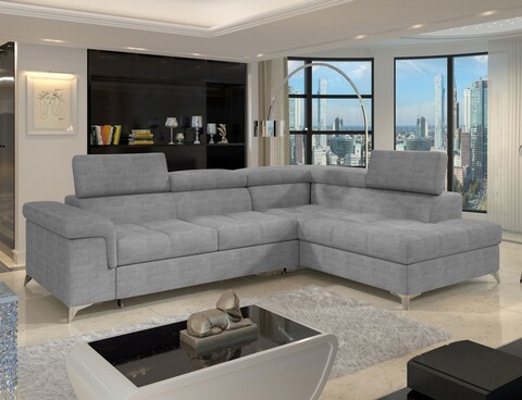 Coltar extensibil dreapta 4 locuri ELTAP, RT-03MAN, Eridano, 275x202x88 cm, lemn/poliester, gri deschis