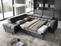 Coltar extensibil stanga 5 locuri ELTAP, LT-06PA, Ferucce, 276x200x93 cm, lemn/poliester, gri inchis