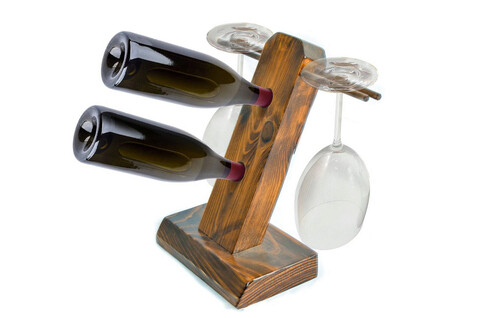 Raft pentru sticle de vin, Massive Design, Gablet, 25x15x35 cm, Nuc Massive Design