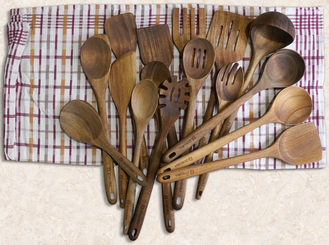 Spatula wok, lemn de acacia, 35 cm - Zokura - imagine 5