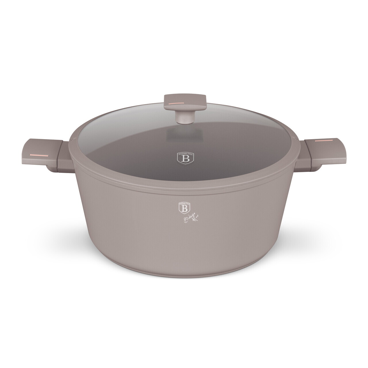 Oala cu capac Berlinger Haus, Taupe, 30 cm, 8 L, aluminiu forjat, taupe mat - imagine 3