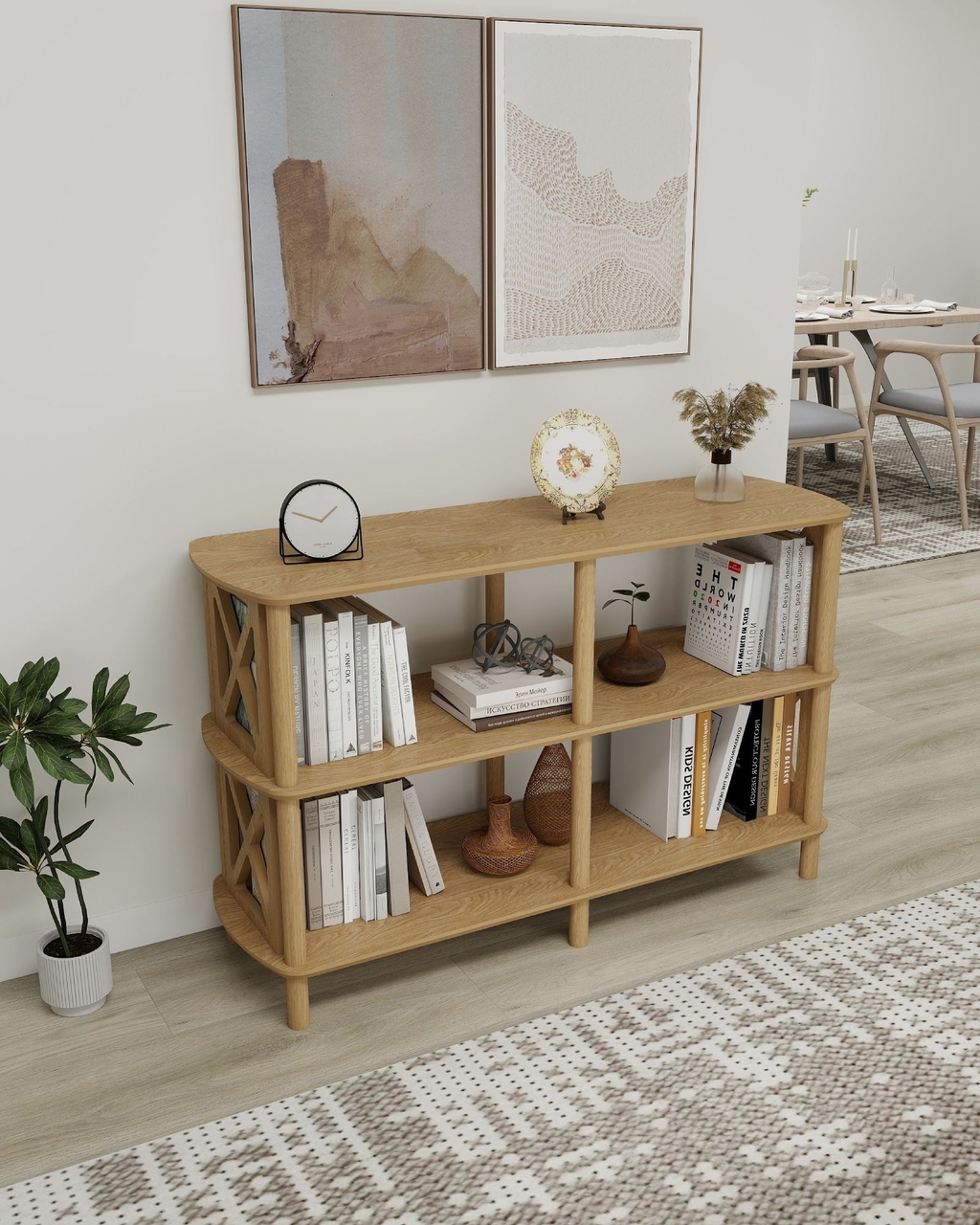 Corp biblioteca, Hanah Home, Fiore, 80x79x38 cm, Stejar - view 3