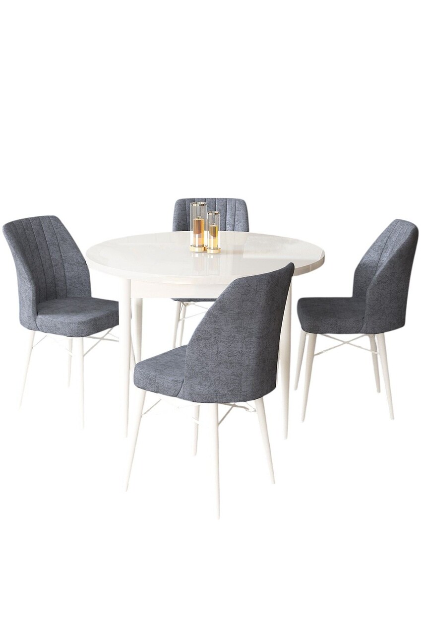 Set masă și scaune (5 bucăți), Hanah Home, Rox, Alb / Fum - view 2